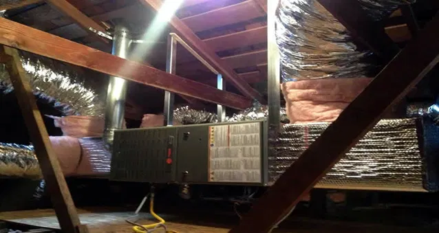 Complete attic furnace and duct installation